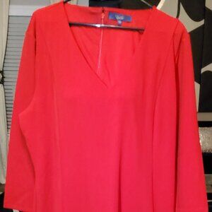 NWT Rachel Roy Women's Plus 22W Dress Red Mid Length 3/4 Sleeve